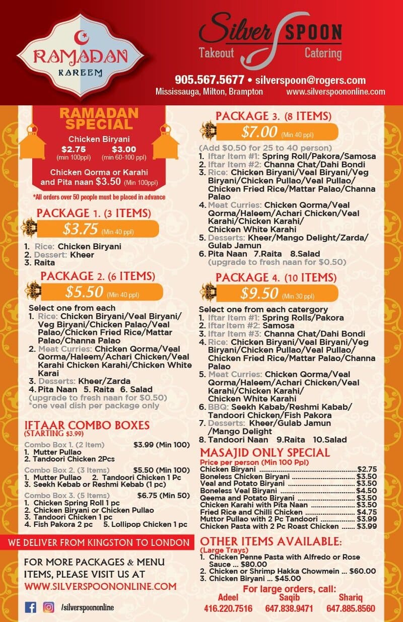 Silver spoon mississauga menu with prices
